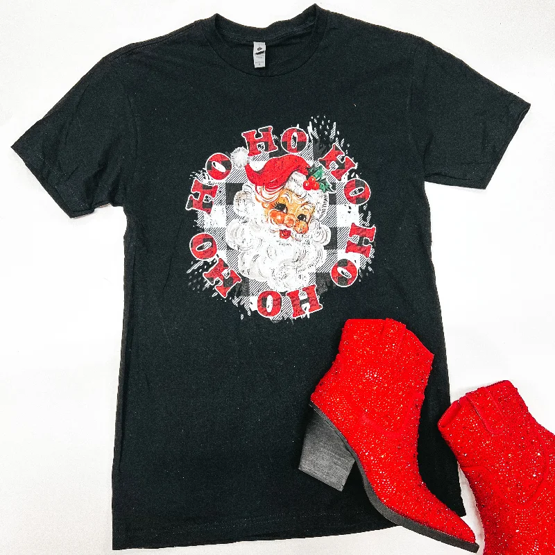 Ho Ho Ho Santa Short Sleeve Graphic Tee in Black