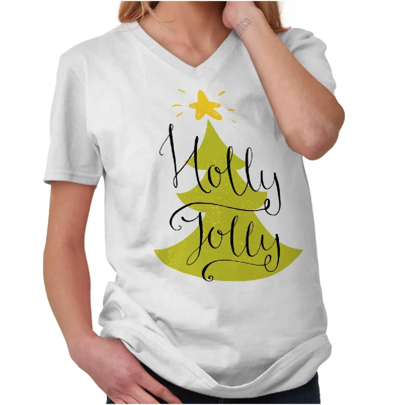 Holly Jolly V-Neck T Shirt