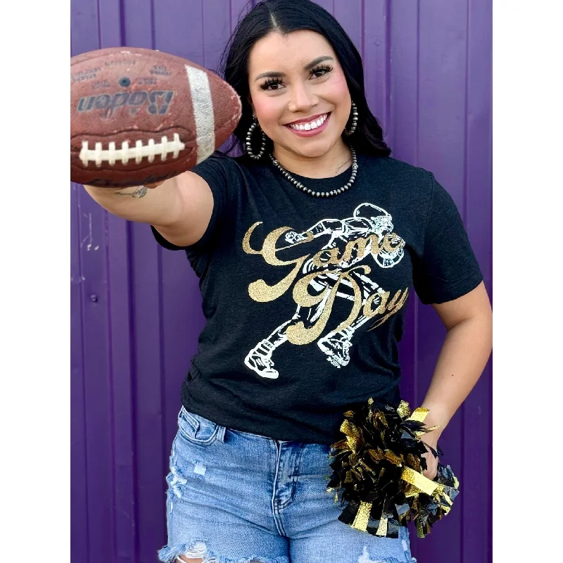 Football Player with Game Day Glitter Tee (CHOOSE YOUR COLOR)