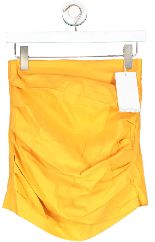 Bershka Orange Ruched Waist Detail Mini Skirt UK S