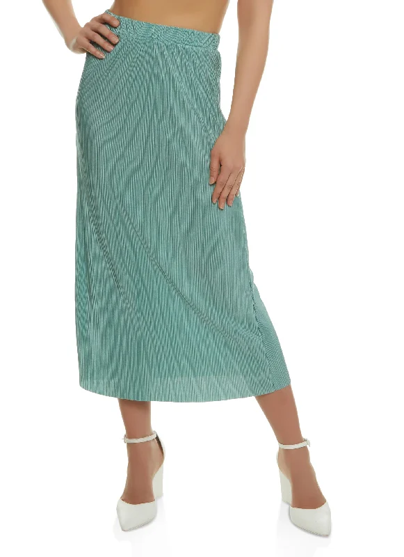 Plisse High Waist Midi Skirt