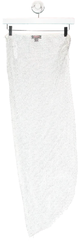 Misspap White Premium Fishnet Twist Diamante Skirt UK S