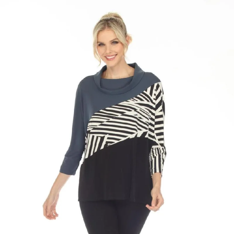 IC Collection Colorblock Animal Print Tunic in Midnight - 4931T-MID - Sizes M & L