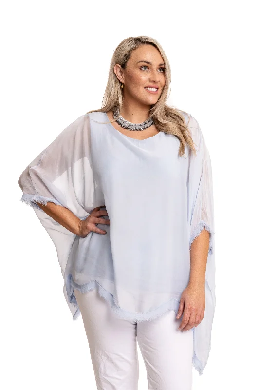 Emiliana Silk Top in Ice Blue