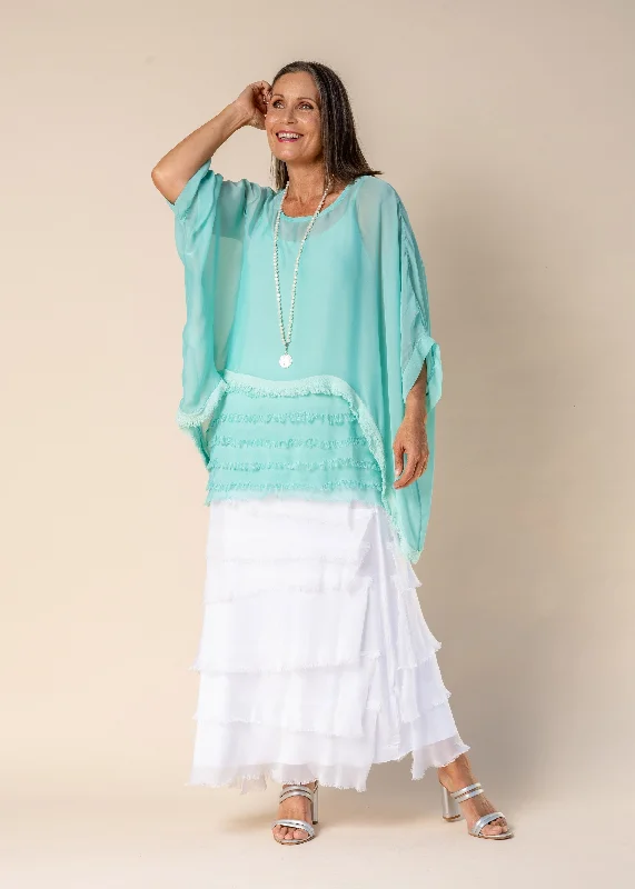 Farah Silk Top in Sea Green