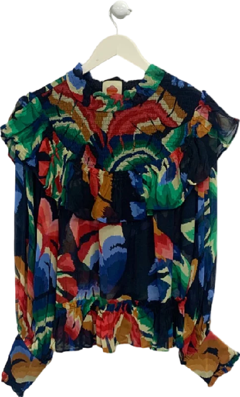 Farm Rio Black Chevron Forest Blouse M