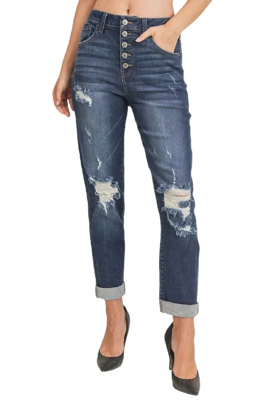 High Rise Plus Mom Jeans In Dark Wash