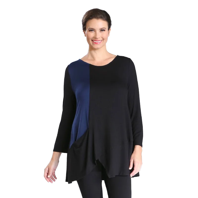 IC Collection Colorblock Pocket Tunic in Blue/Black - 2450T - Size S