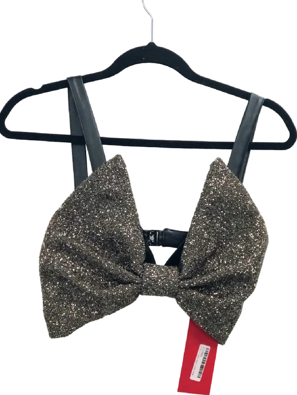 LIKA Black Glitter Bow Crop Top UK 6