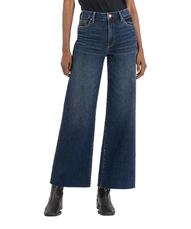 Meg High Rise Fab Ab Wide Leg Jeans In Exhibited Wash