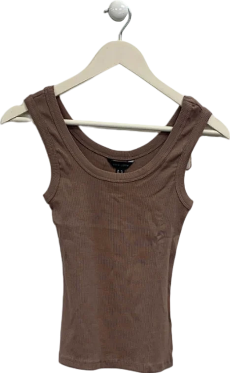 New Look Brown Wide Trim Top UK 6