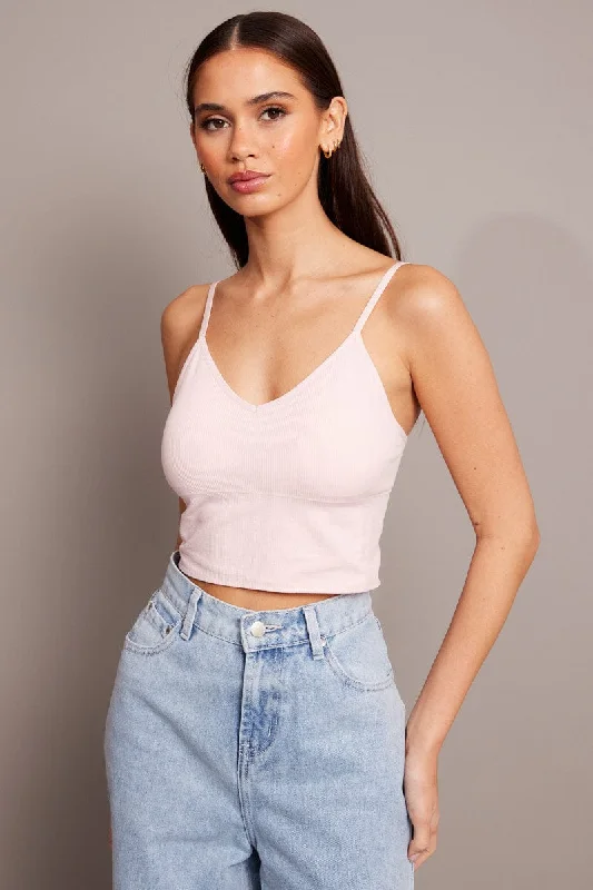 Pink Crop Singlet Top Seamless