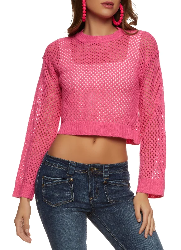 Pointelle Crew Neck Crop Top