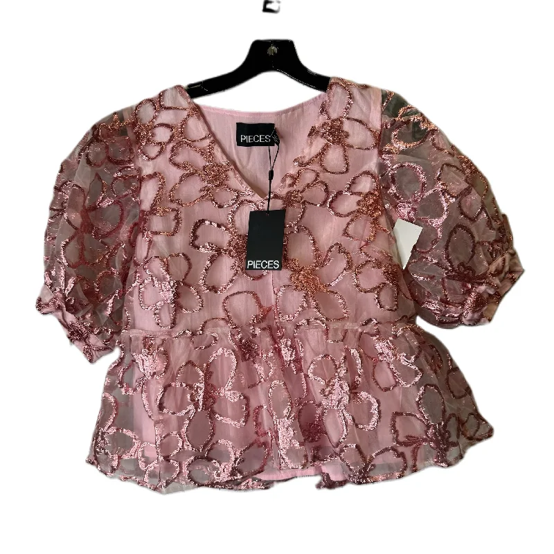 Top Short Sleeve By Pieces In Pink, Size: M