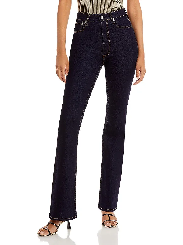 Womens High Rise Denim Flared Jeans