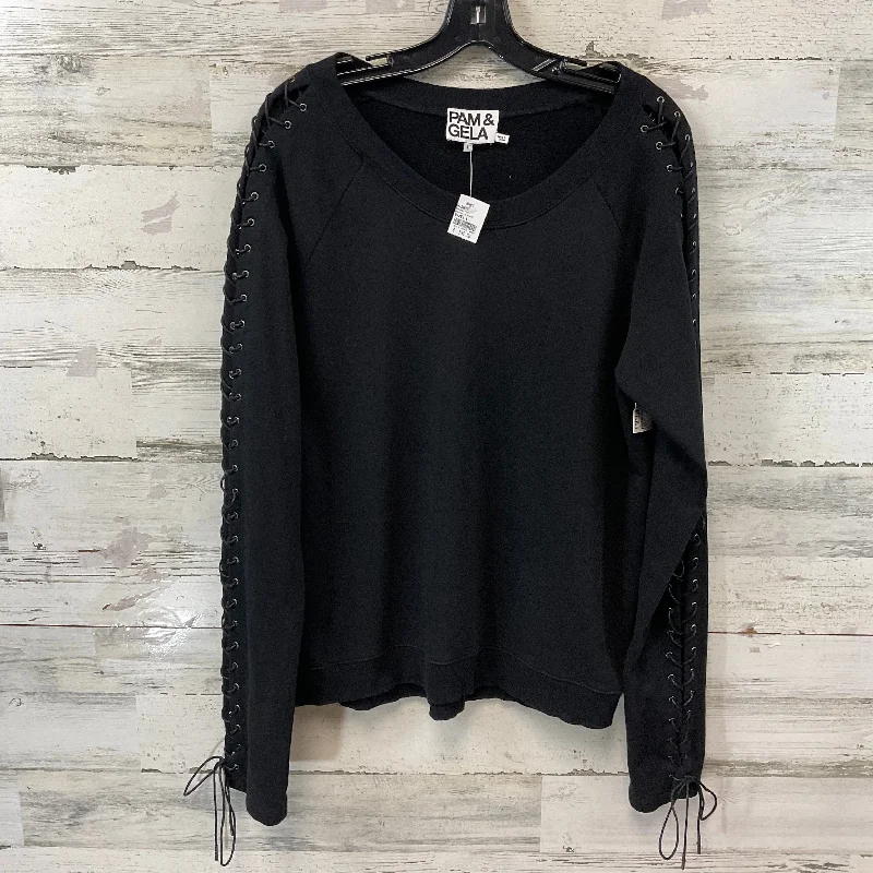 Top Long Sleeve By Pam & Gela  In Black, Size: L