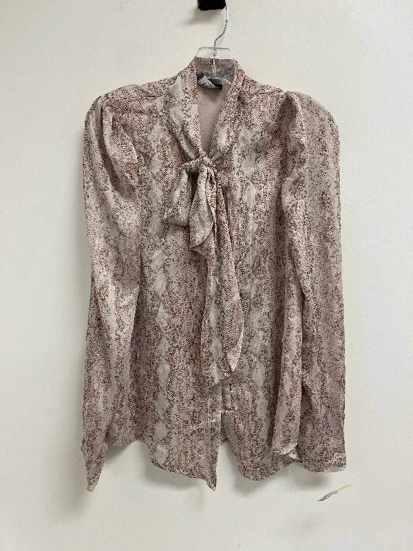 Top Long Sleeve By Vici In Snakeskin Print, Size: S