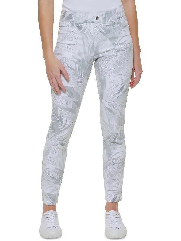 Womens High Rise Printed Straight Leg Pants