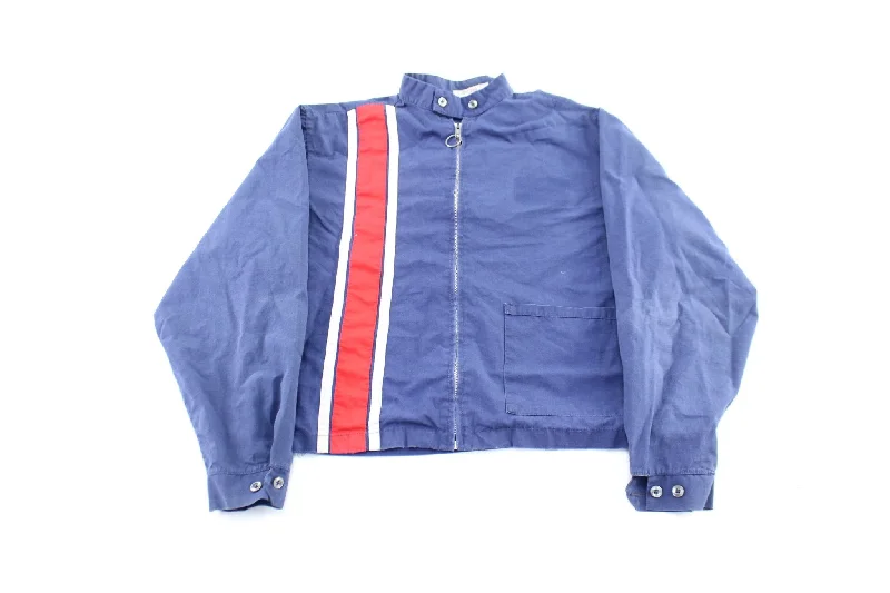 80's Blue, Red, & White Striped Racing Jacket