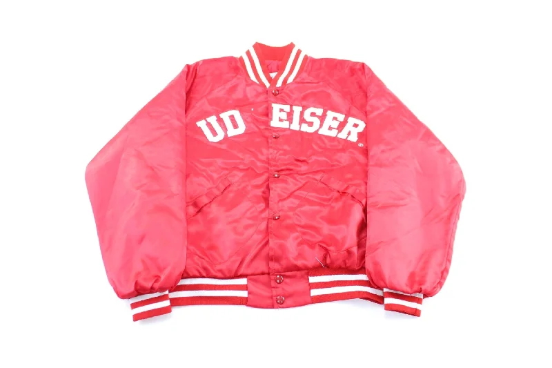 90's Budweiser Red Nylon Bomber Jacket