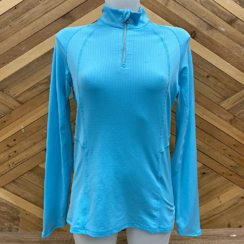 Callaway - l/s 1/4 zip Shirt - MSRP$80: Blue/White-women-MD