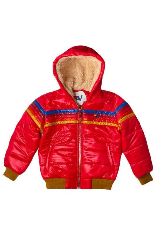 KIDS 5 STRIPE TREKKER JACKET - GLOSSY CHERRY