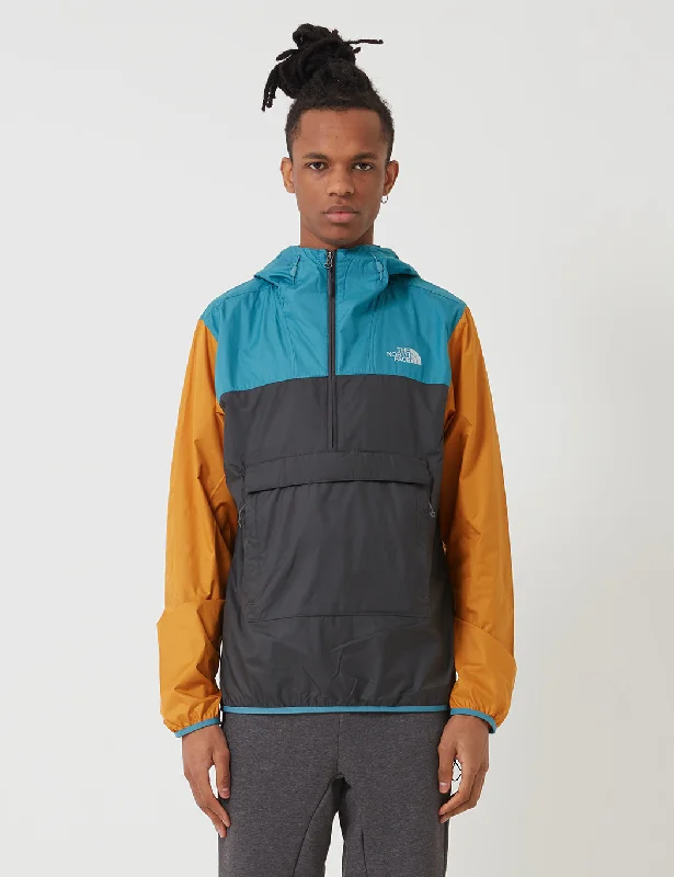 North Face Fanorak Pullover Jacket - Asphalt Grey/Storn Blue/Citrine Yellow