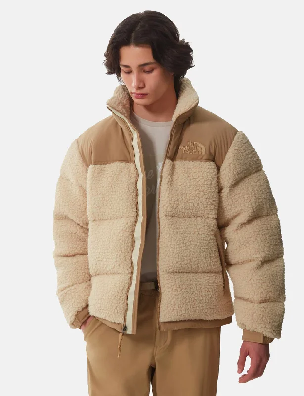 North Face Sherpa Nuptse Jacket - Bleached Sand/Kelp Tan Beige