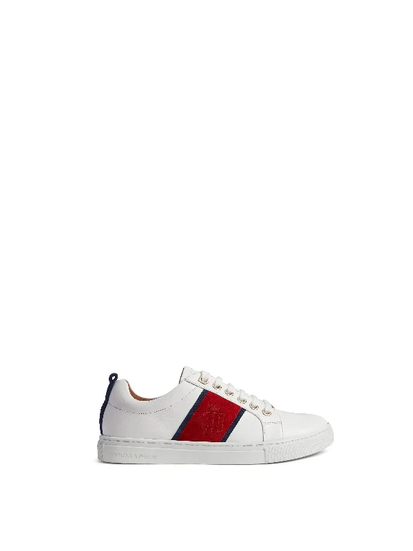 Cannes Trainer - White - Navy & Red