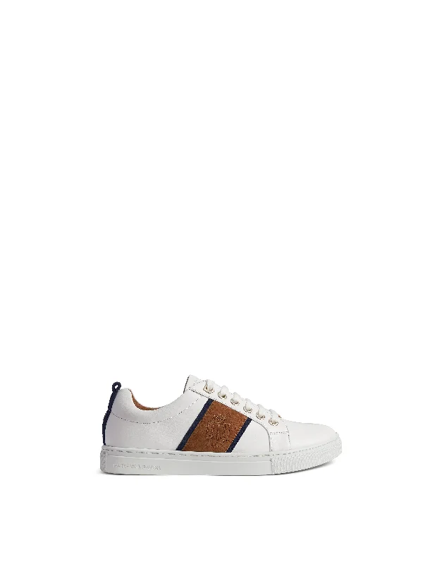 Cannes Trainer - White - Tan & Navy