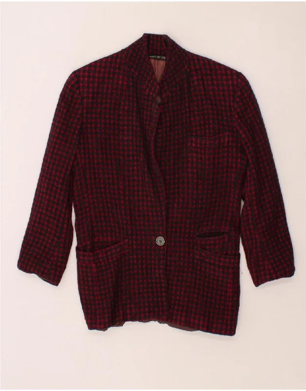 UMBERTO GINOCCHIETTI Womens 1 Button Blazer Jacket IT 40 Small Red Check