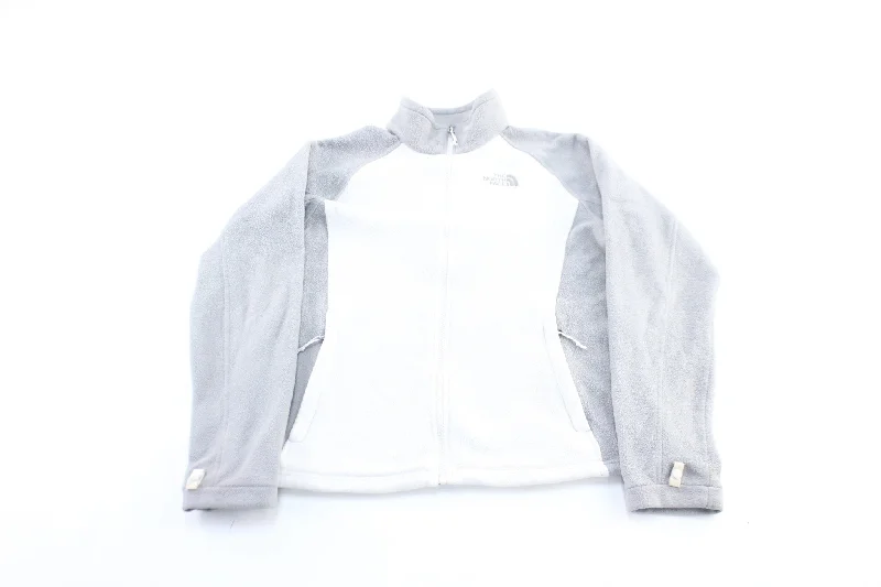 Women's The North Face Embroidered Logo White & Grey Fleece Zip Up Jacket