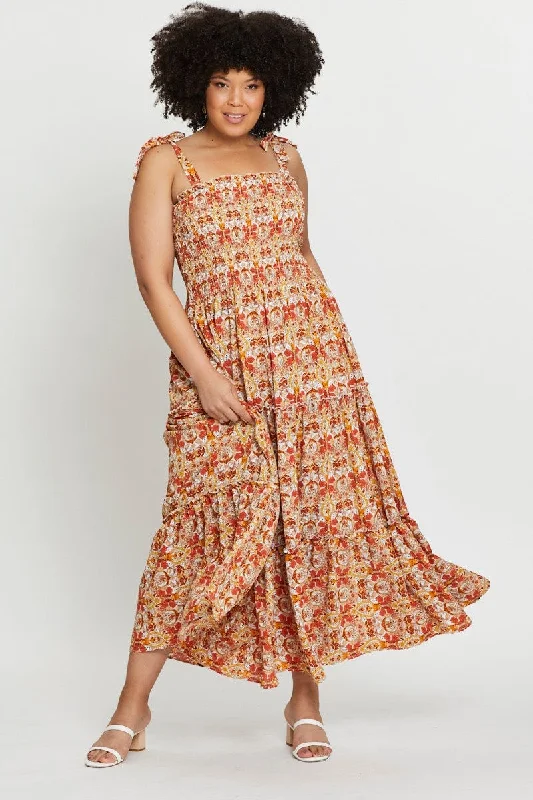 Paisley Pr Maxi Dress Square Neck Sleeveless