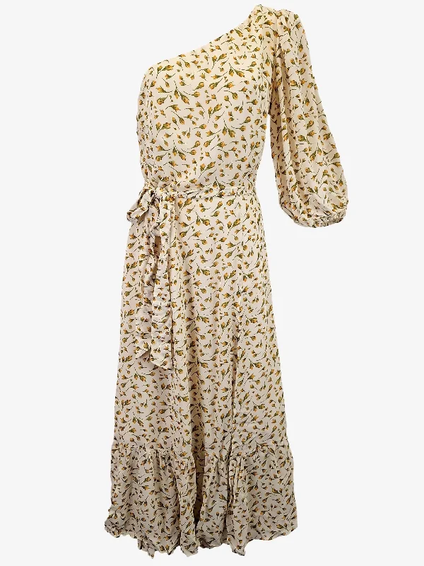 Reformation Biscuit Floral One Shoulder Maxi Dress Size 6