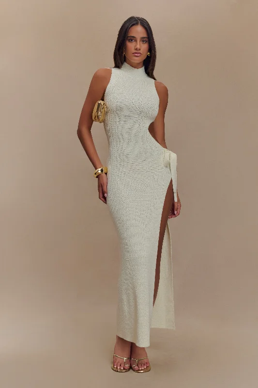 Stephanie Cut Out Knit Maxi Dress - Ivory