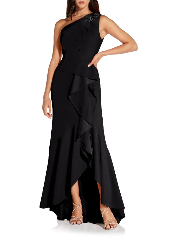 Womens Ruffled Maxi Evening Dress