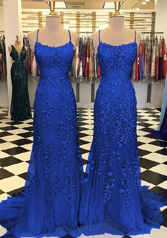 2025 Royal Blue Formal Prom Dresses Sexy Long Lace Evening Dress UK