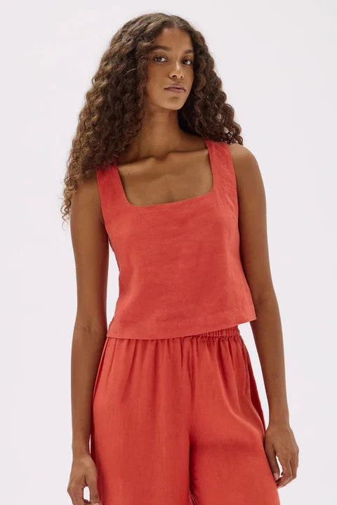 Assembly Label - Georgina Linen Top, Papaya