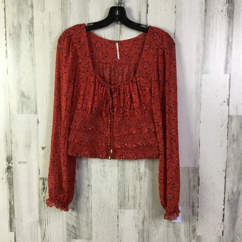 Blouse Long Sleeve By Free People In Red, Size: M