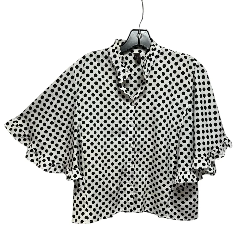 Blouse Short Sleeve By Valijo In Polkadot Pattern, Size: M