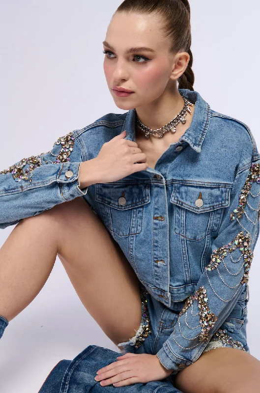 GLAMOROUS LIFE RHINESTONE JEAN JACKET