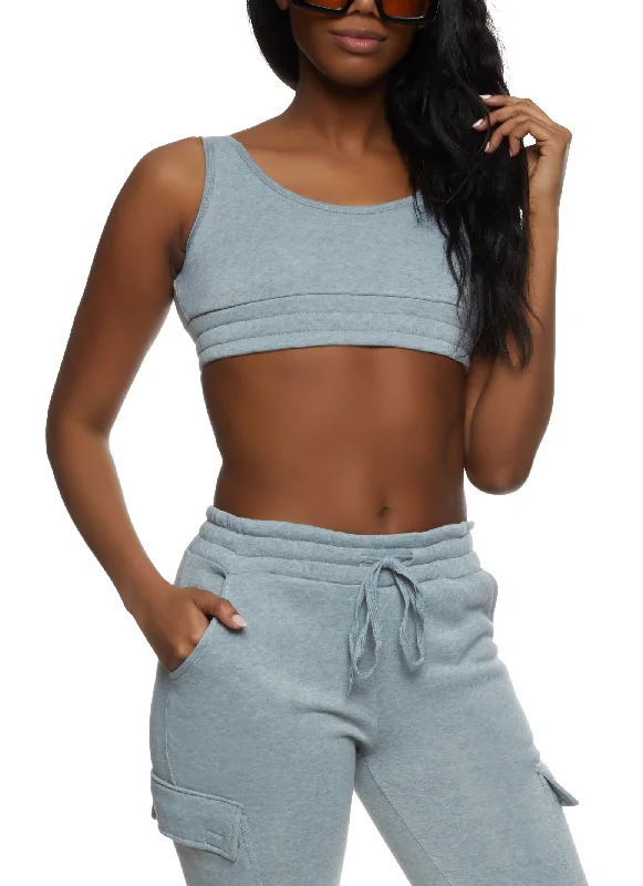 Fleece Scoop Neck Cropped Tank Top