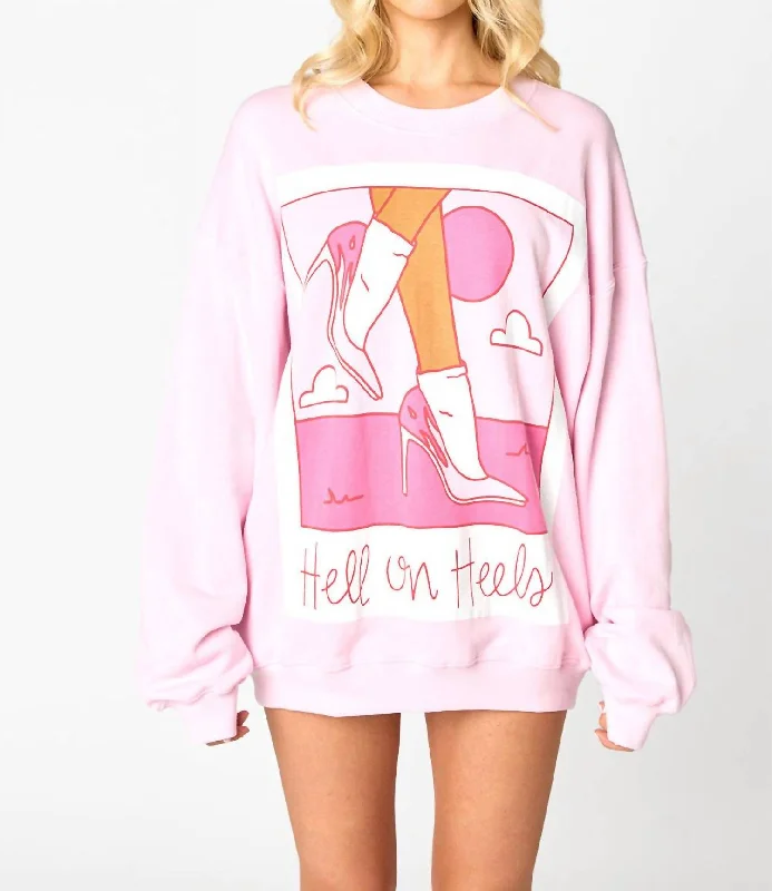 Hell On Heels Sweatshirt In Pink