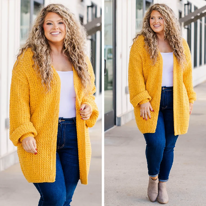 Love Quotes Cardigan, Mustard