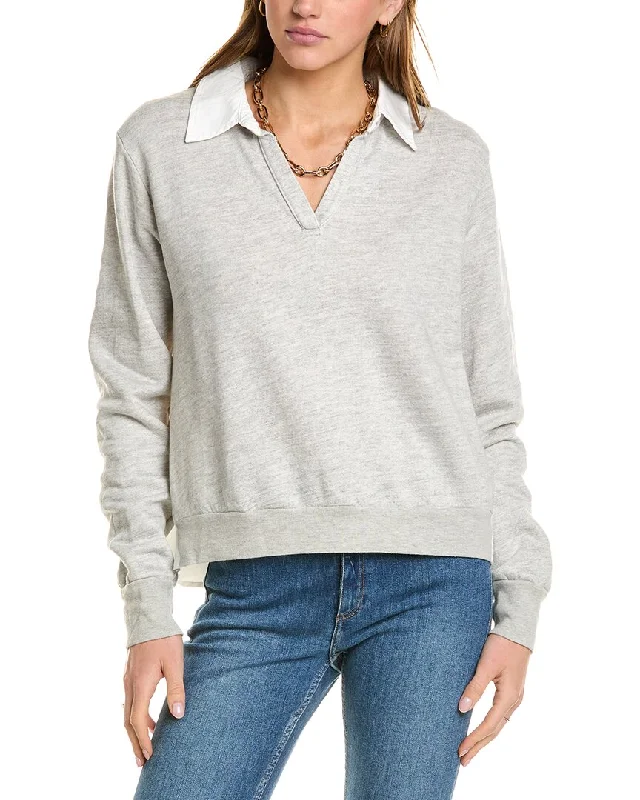 Monrow Poplin Mix Collar Sweatshirt