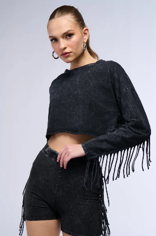 NYX WASHED FRINGE SWEATSHIRT