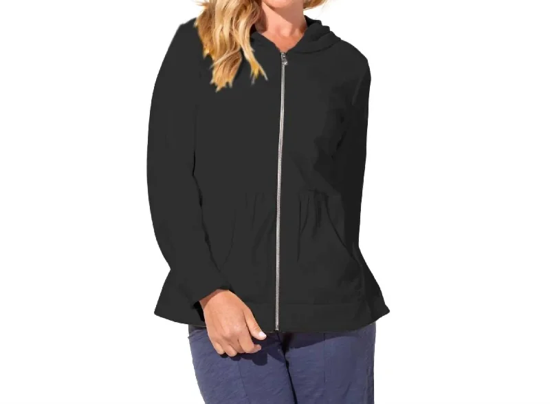 Ocean Front Beach Hoodie In Black