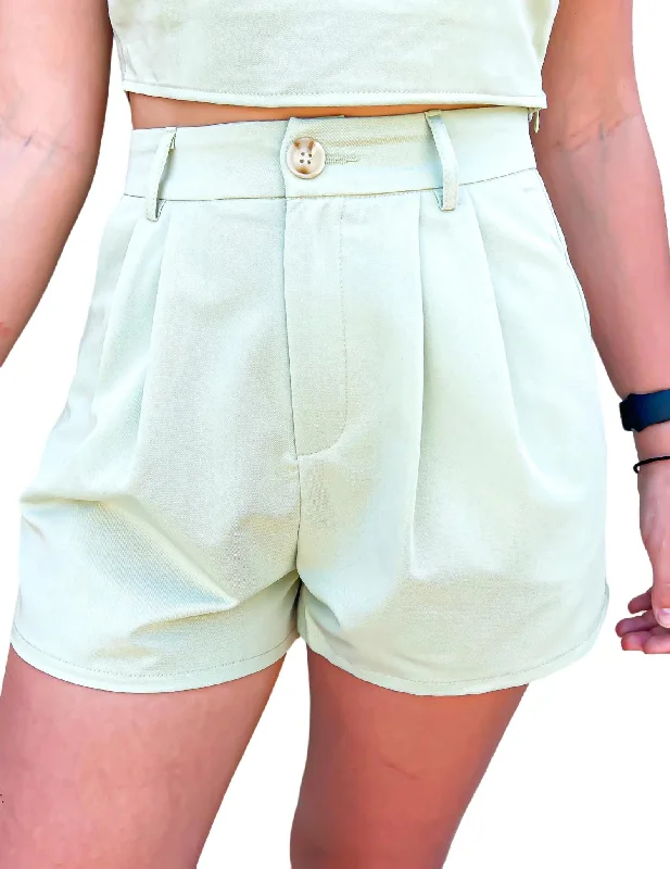 Pleat Detail Short In Sage