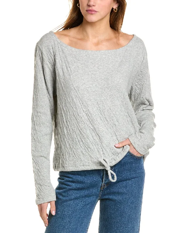 Sol Angeles Crinkle Off-Shoulder Sweatshirt