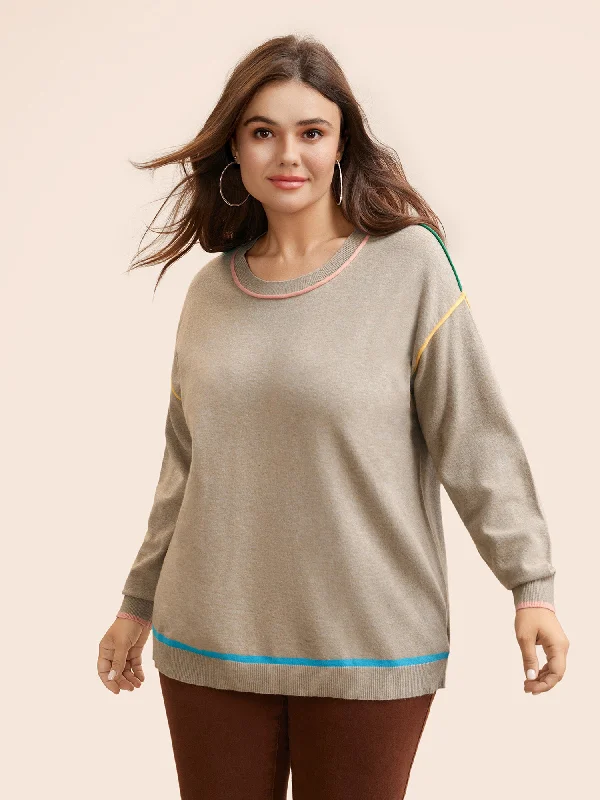 Supersoft Essentials Contrast Trim Drop Shoulder Pullover